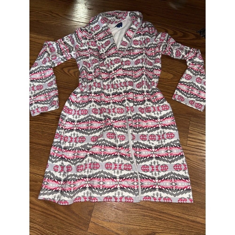 Pendleton Robe Xsmall‎ Gray Pink 100% Soft Cotton Southwest Aztec Dressing Gown